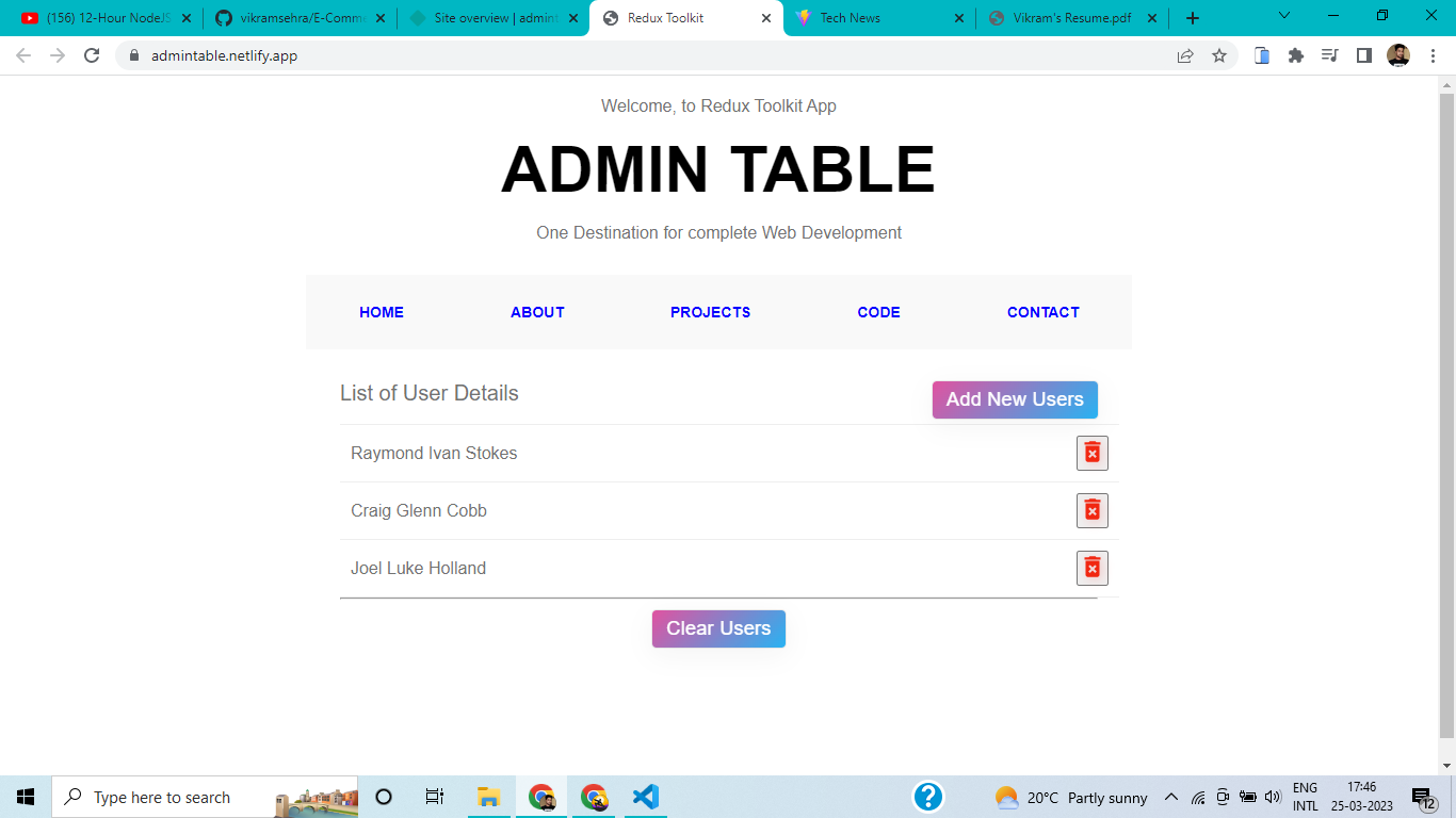 Admin Table App